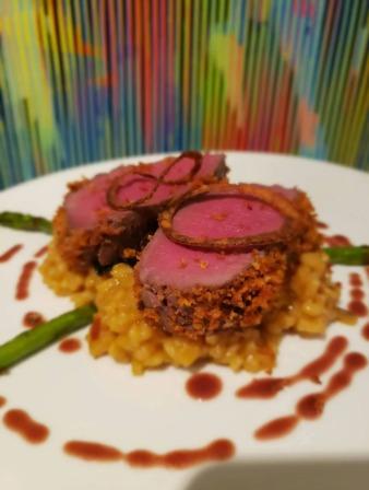 Beautifully plated dish by Chef J